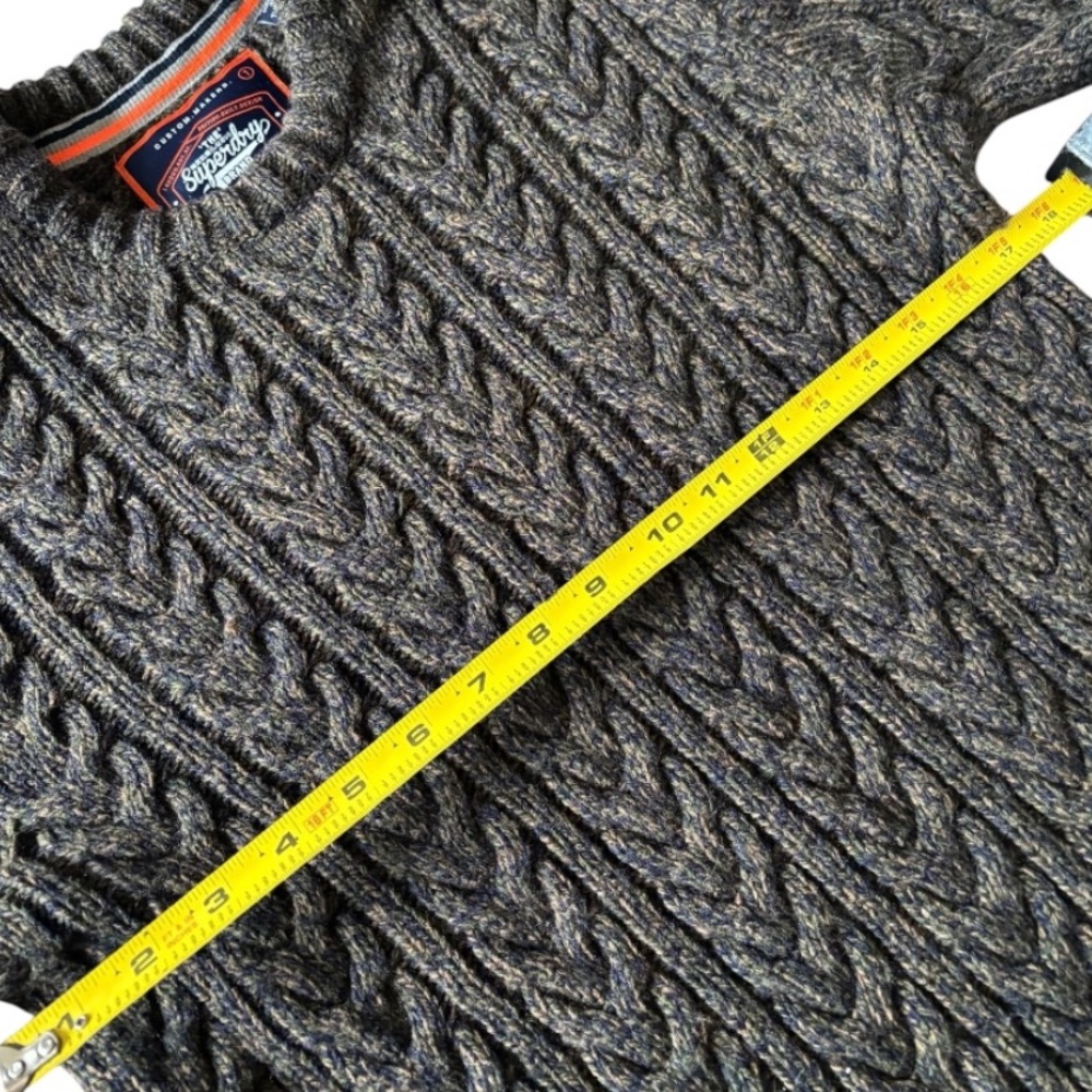 Superdry Olive Green Cable Knit Crewneck Sweater - Picture 11 of 12